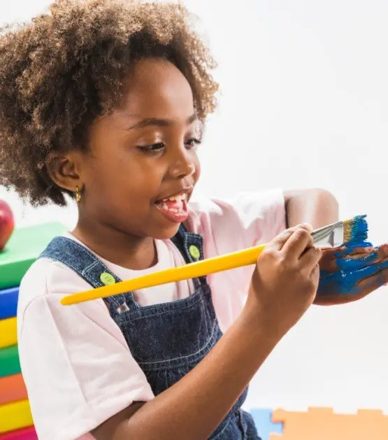 Child engaged in an early learning activity